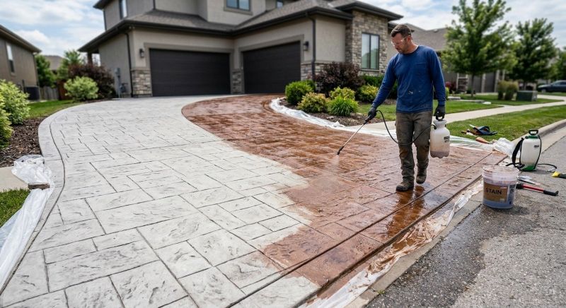 Stamped Concrete Staining in Fort Worth, TX